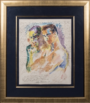 Muhammad Ali Signed Original Watercolor Artwork By Famed Sports Artist LeRoy Neiman (PSA/DNA)